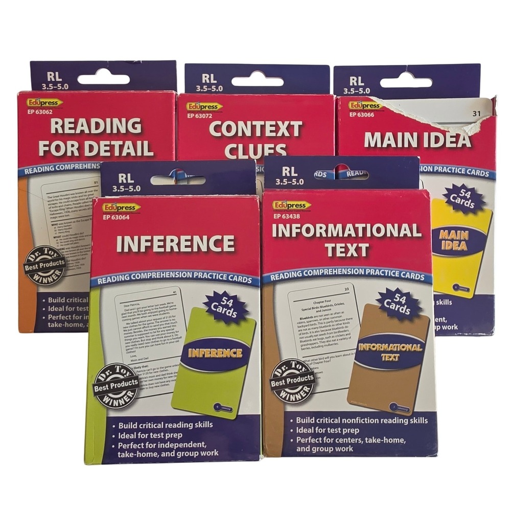 Edupress Reading Comprehension Practice Cards Set of 5 RL 3.5-5.0 READ